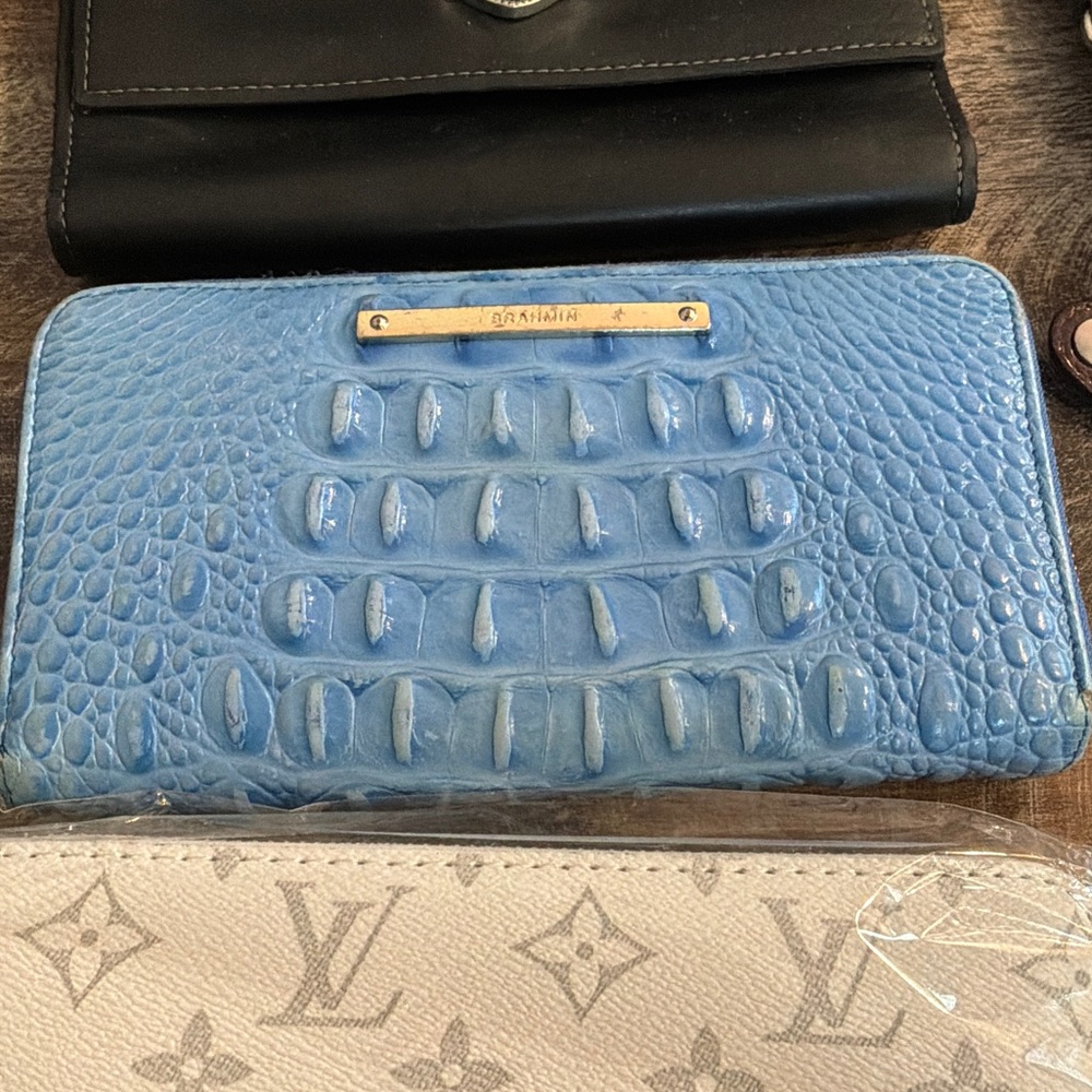 Brahmin Sky Blue Croc-Embossed Wallet